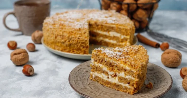 A delicious slice of carrot cake with cream cheese frosting